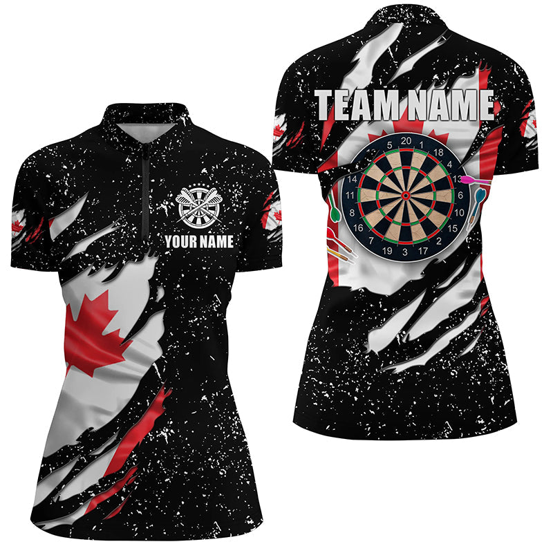 Grunge Canada Flag Dartboard and Quarter-Zip Custom Patriotic Darts Attire