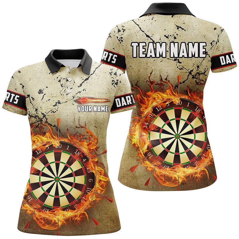 Fire Flame Darts Board Grunge Men Darts and Quarter-Zip Custom Retro Darts