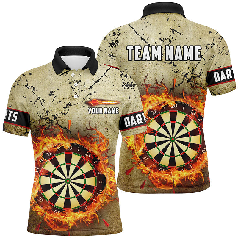 Fire Flame Darts Board Grunge Men Darts and Quarter-Zip Custom Retro Darts
