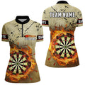 Fire Flame Darts Board Grunge Men Darts and Quarter-Zip Custom Retro Darts