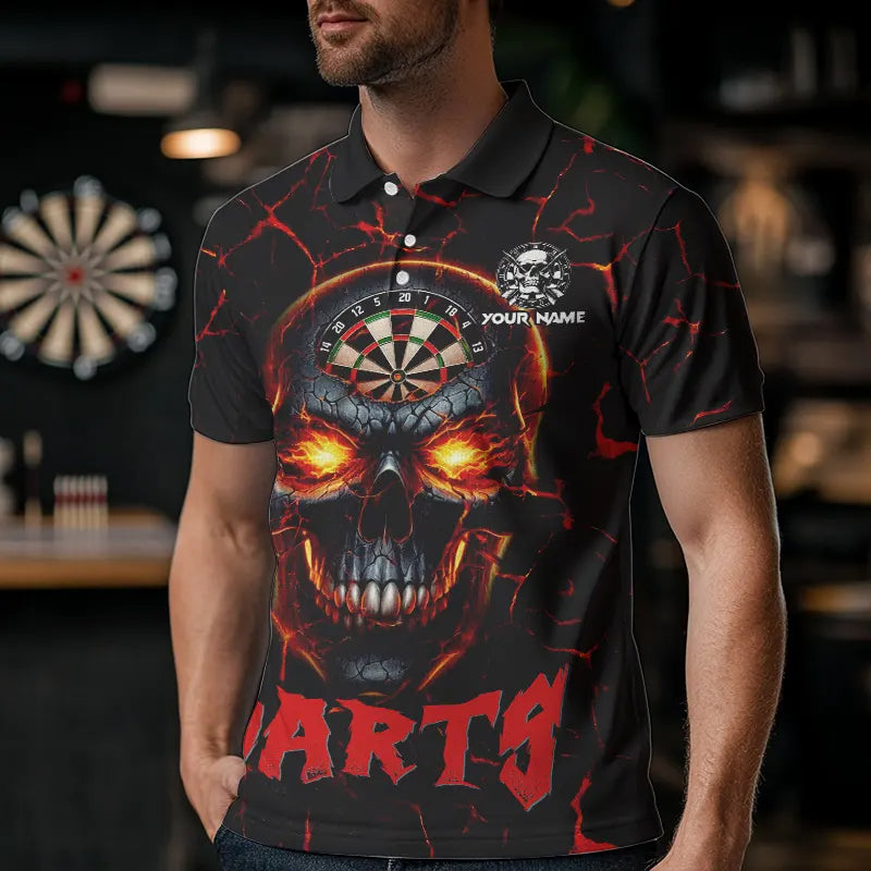 Personalized Red Dartboard Skull Fire Crack Dart and Custom Dart
