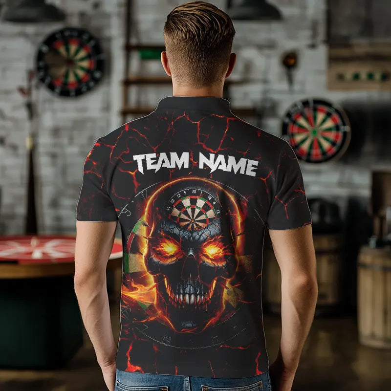 Personalized Red Dartboard Skull Fire Crack Dart and Custom Dart