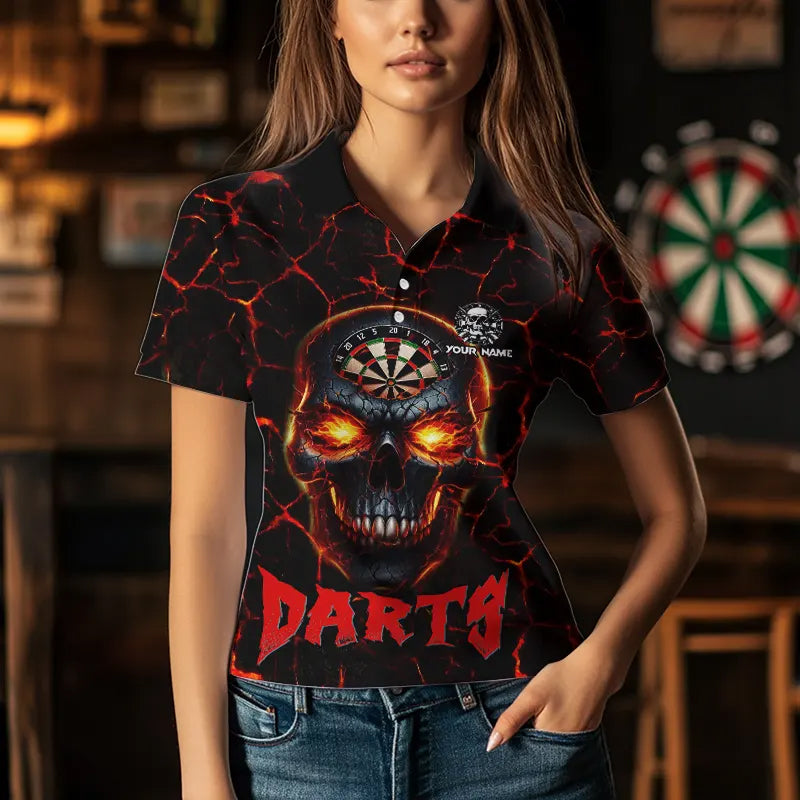 Personalized Red Dartboard Skull Fire Crack Dart and Custom Dart