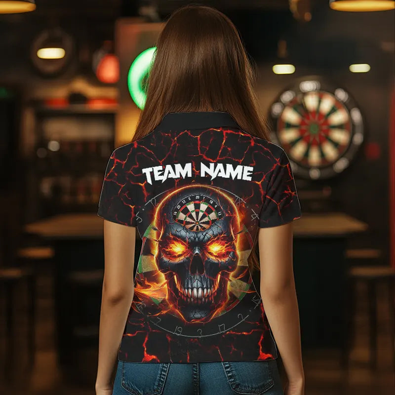 Personalized Red Dartboard Skull Fire Crack Dart and Custom Dart