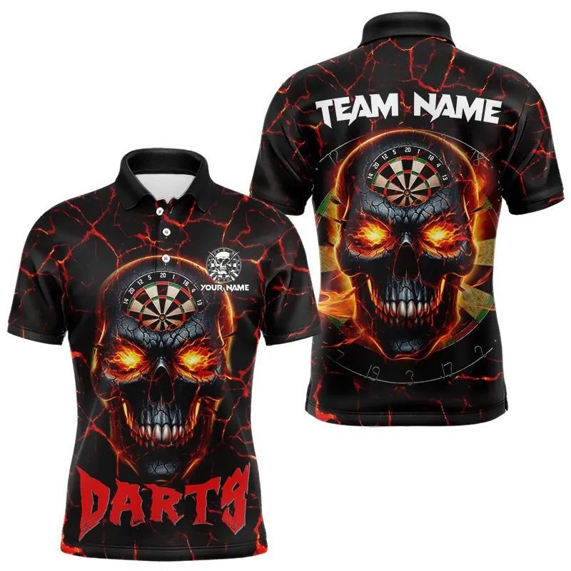 Personalized Red Dartboard Skull Fire Crack Dart and Custom Dart