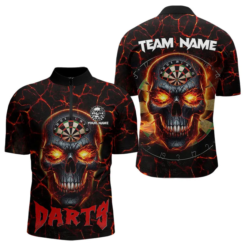 Personalized Red Dartboard Skull Fire Crack Dart and Custom Dart