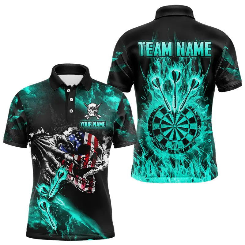 Fire Flame Darts Board American Flag Skull Dart Custom Darts Team |Turquoise