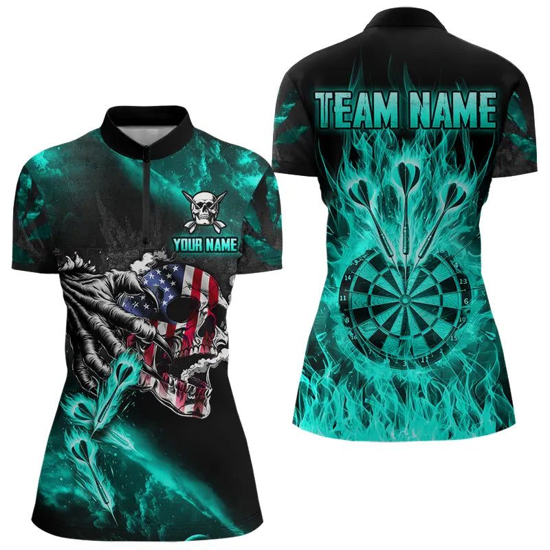Fire Flame Darts Board American Flag Skull Dart Custom Darts Team |Turquoise