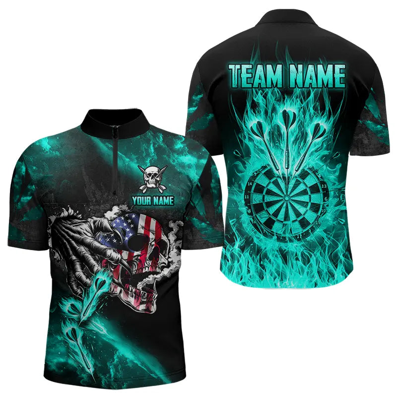Fire Flame Darts Board American Flag Skull Dart Custom Darts Team |Turquoise