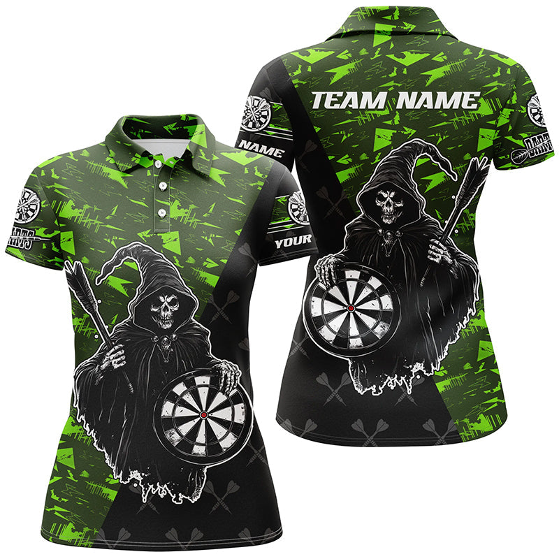 Personalized Green Abstract Death Skeleton Men Darts, Funny Halloween Scary Darts