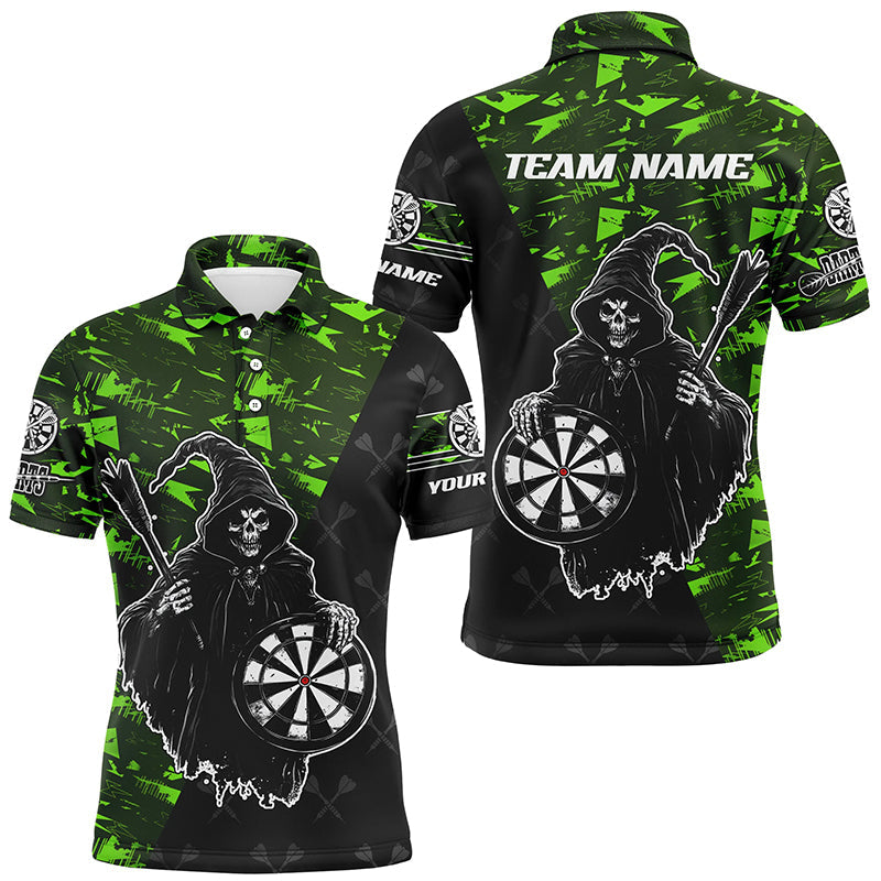 Personalized Green Abstract Death Skeleton Men Darts, Funny Halloween Scary Darts