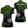 Personalized Green Abstract Death Skeleton Men Darts, Funny Halloween Scary Darts
