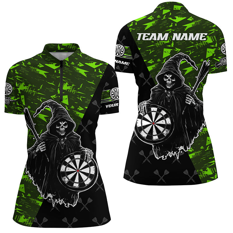 Personalized Green Abstract Death Skeleton Men Darts, Funny Halloween Scary Darts