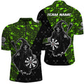 Personalized Green Abstract Death Skeleton Men Darts, Funny Halloween Scary Darts