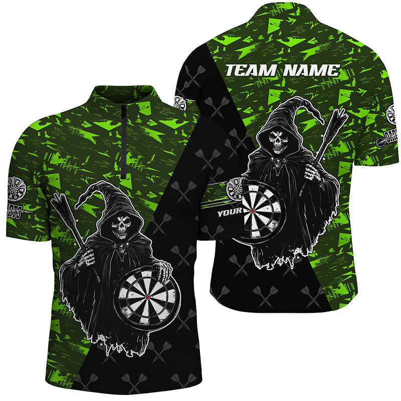 Personalized Green Abstract Death Skeleton Men Darts, Funny Halloween Scary Darts