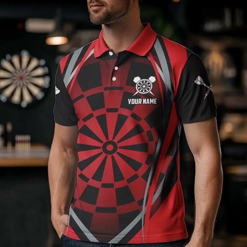 Personalized Black And Red Dartboard Pattern Dart Custom Dart Team Uniform