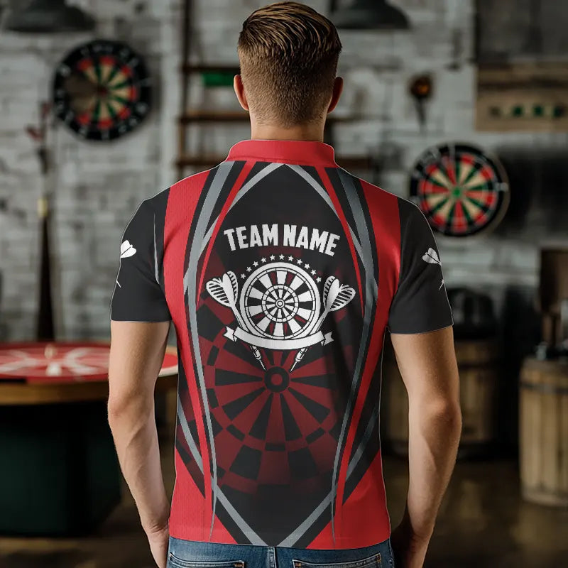 Personalized Black And Red Dartboard Pattern Dart Custom Dart Team Uniform