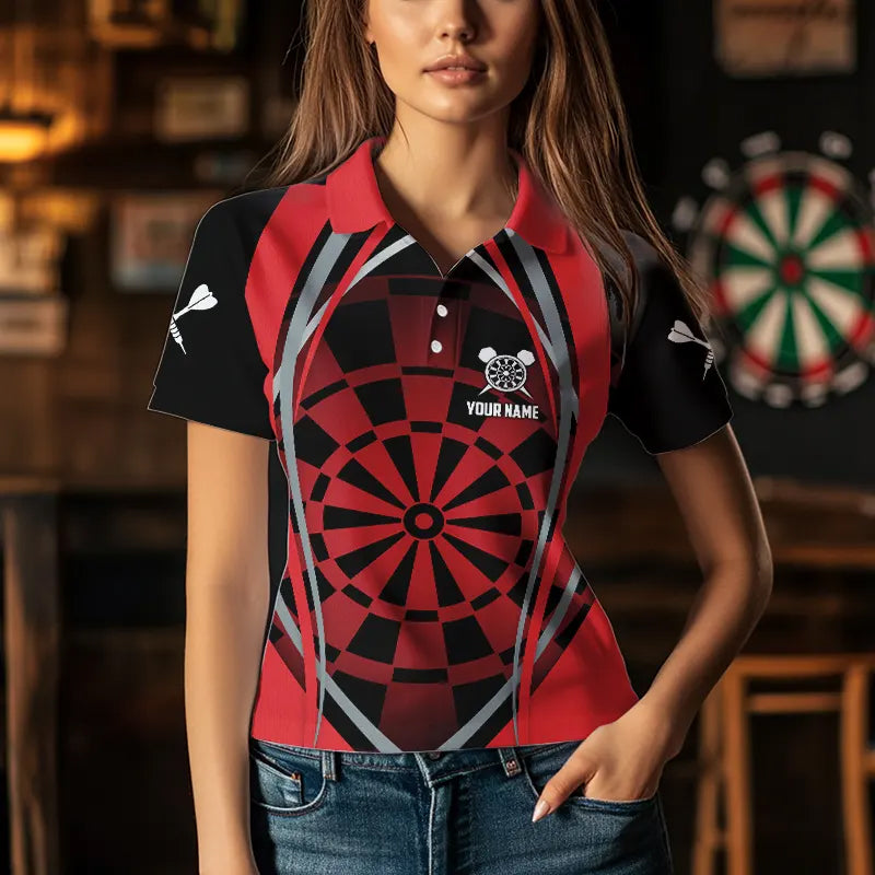 Personalized Black And Red Dartboard Pattern Dart Custom Dart Team Uniform