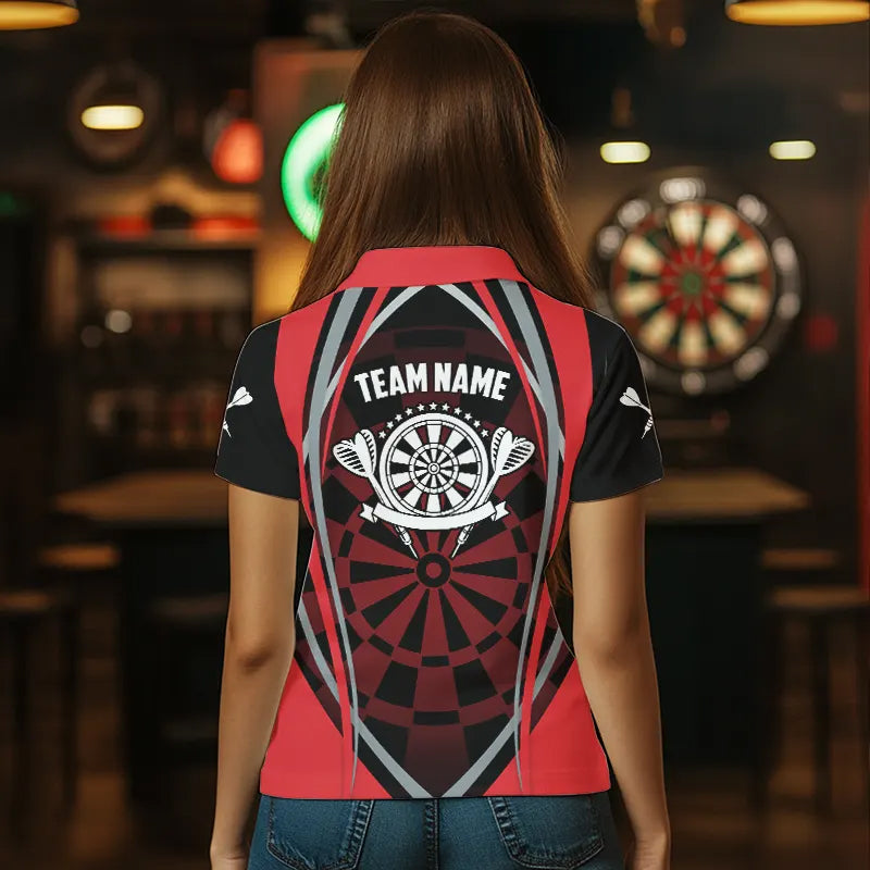 Personalized Black And Red Dartboard Pattern Dart Custom Dart Team Uniform