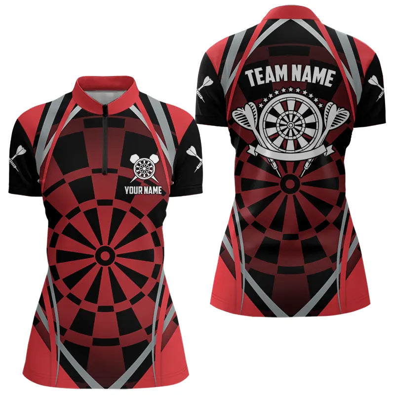 Personalized Black And Red Dartboard Pattern Dart Custom Dart Team Uniform