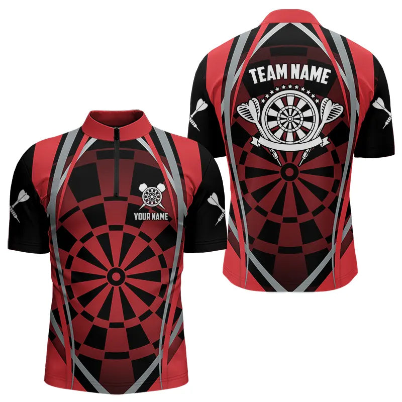 Personalized Black And Red Dartboard Pattern Dart Custom Dart Team Uniform