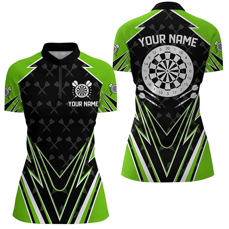 Black And Green Dartboard Men Darts Quarter-Zip Customized Darts Team Uniform