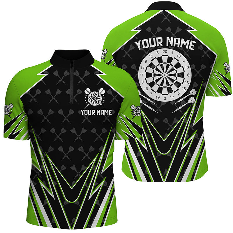 Black And Green Dartboard Men Darts Quarter-Zip Customized Darts Team Uniform