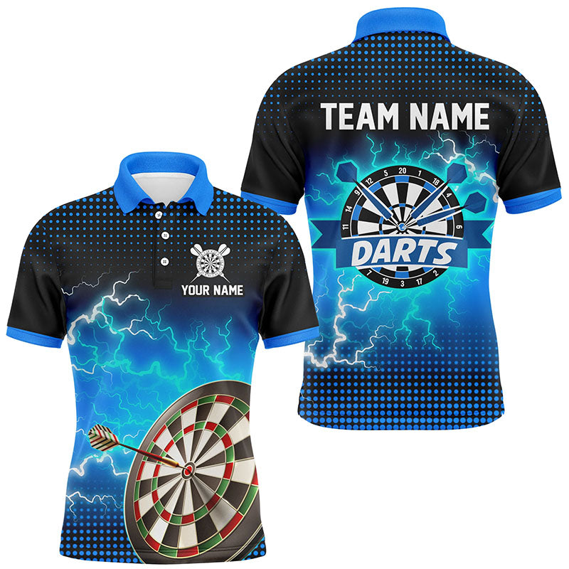 Personalized Blue Dartboard Thunder Lightning 3D Printed Darts Darts Team