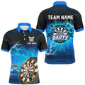Personalized Blue Dartboard Thunder Lightning 3D Printed Darts Darts Team