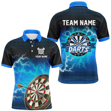 Personalized Blue Dartboard Thunder Lightning 3D Printed Darts Darts Team