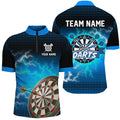 Personalized Blue Dartboard Thunder Lightning 3D Printed Darts Darts Team