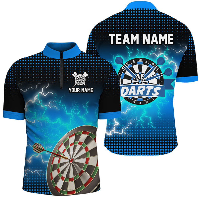 Personalized Blue Dartboard Thunder Lightning 3D Printed Darts Darts Team