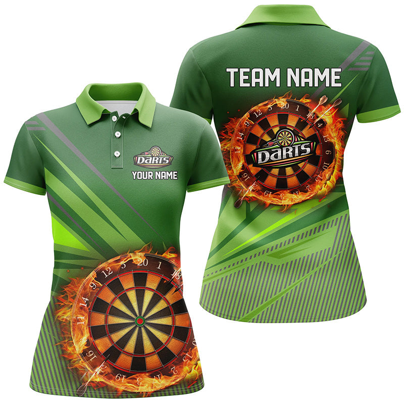 Personalized Green Dartboard Fire Flame 3D All Over Print Darts, Darts Attire