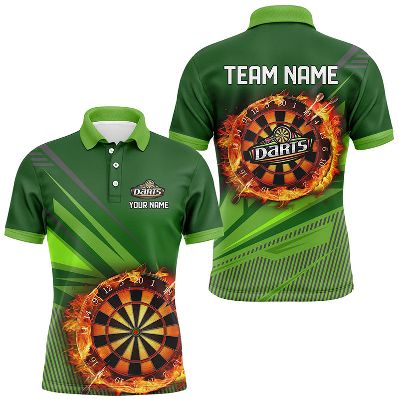Personalized Green Dartboard Fire Flame 3D All Over Print Darts, Darts Attire