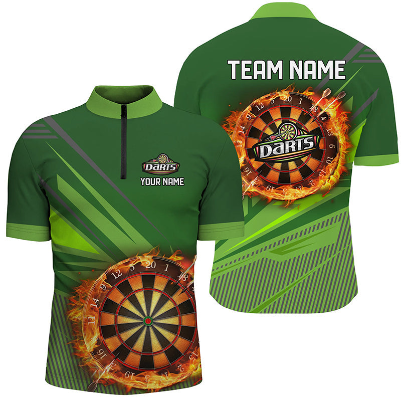 Personalized Green Dartboard Fire Flame 3D All Over Print Darts, Darts Attire