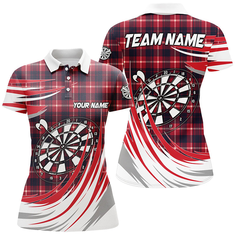 Personalized Red Darts Board Plaid Men Darts Quarter-Zip Custom Darts Team