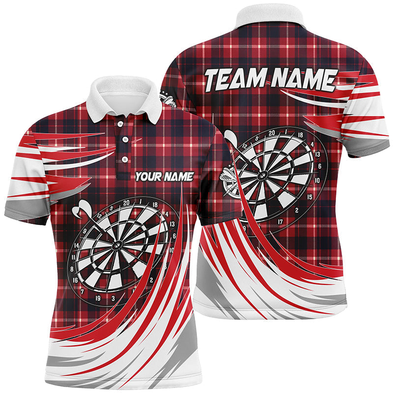 Personalized Red Darts Board Plaid Men Darts Quarter-Zip Custom Darts Team