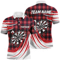 Personalized Red Darts Board Plaid Men Darts Quarter-Zip Custom Darts Team