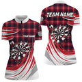 Personalized Red Darts Board Plaid Men Darts Quarter-Zip Custom Darts Team