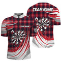 Personalized Red Darts Board Plaid Men Darts Quarter-Zip Custom Darts Team