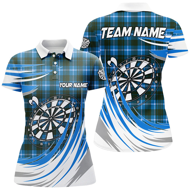 Personalized Blue Darts Board Plaid Pattern Men Darts Custom Darts Team Attire