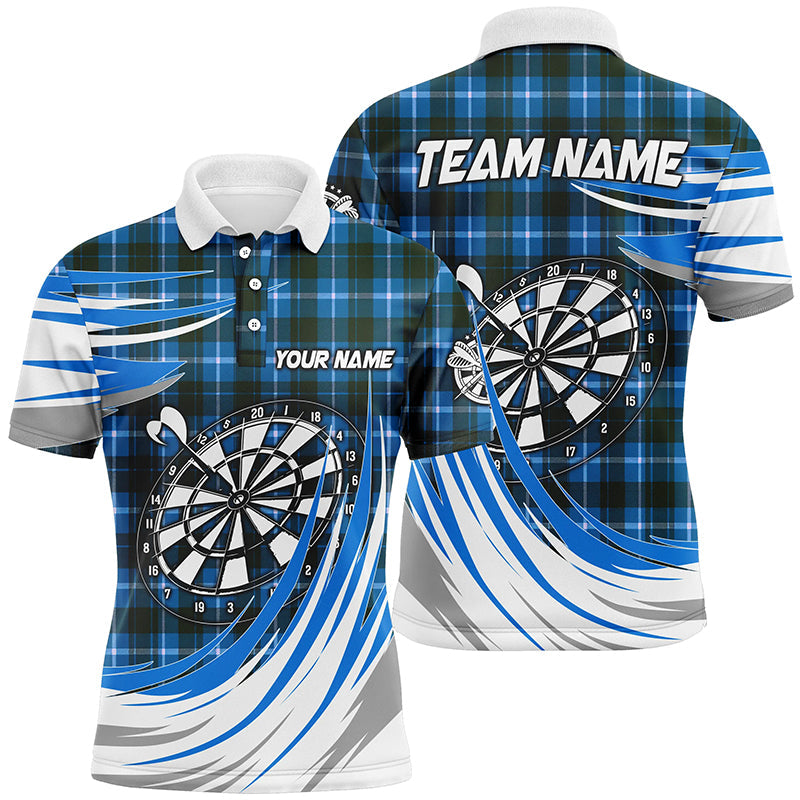 Personalized Blue Darts Board Plaid Pattern Men Darts Custom Darts Team Attire