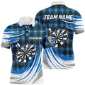 Personalized Blue Darts Board Plaid Pattern Men Darts Custom Darts Team Attire
