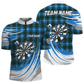 Personalized Blue Darts Board Plaid Pattern Men Darts Custom Darts Team Attire