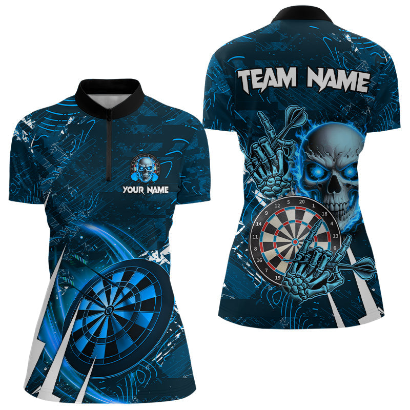 Personalized Blue 3D Skull Darts and Custom Cool Darts League Team