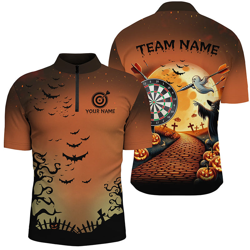 Funny Halloween Women Dart Custom Orange Black Dart, Halloween Outfit For Darts Lover