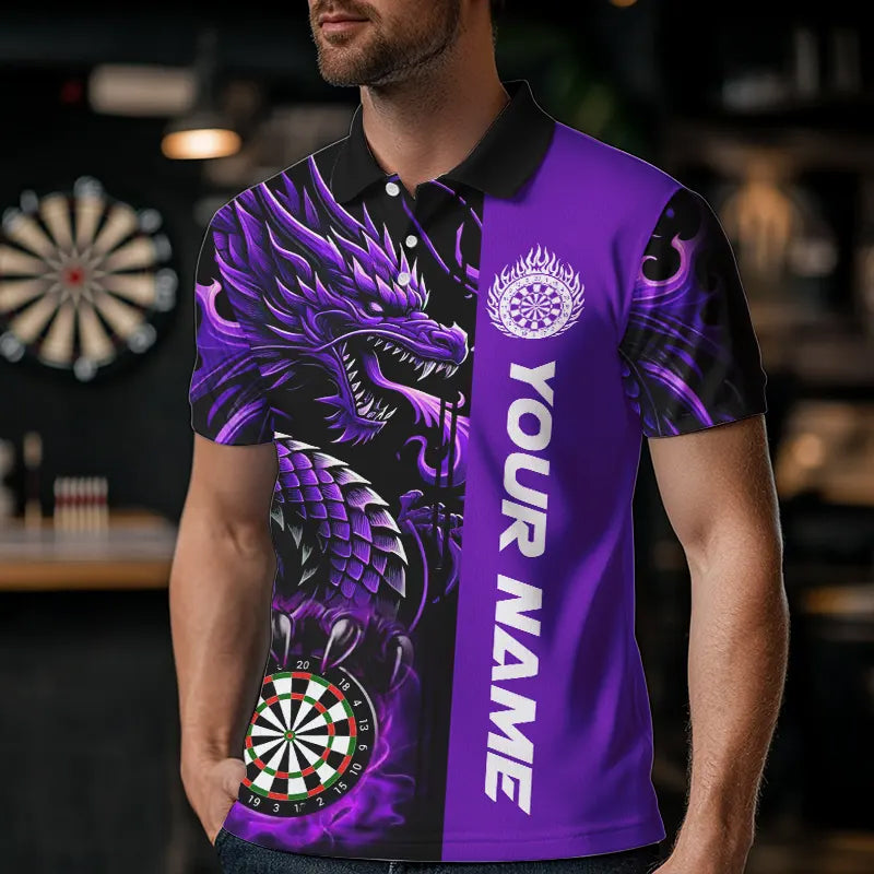 Custom Dragon Dart, Personalized 3D Dart League Uniform Best Dart |Purple