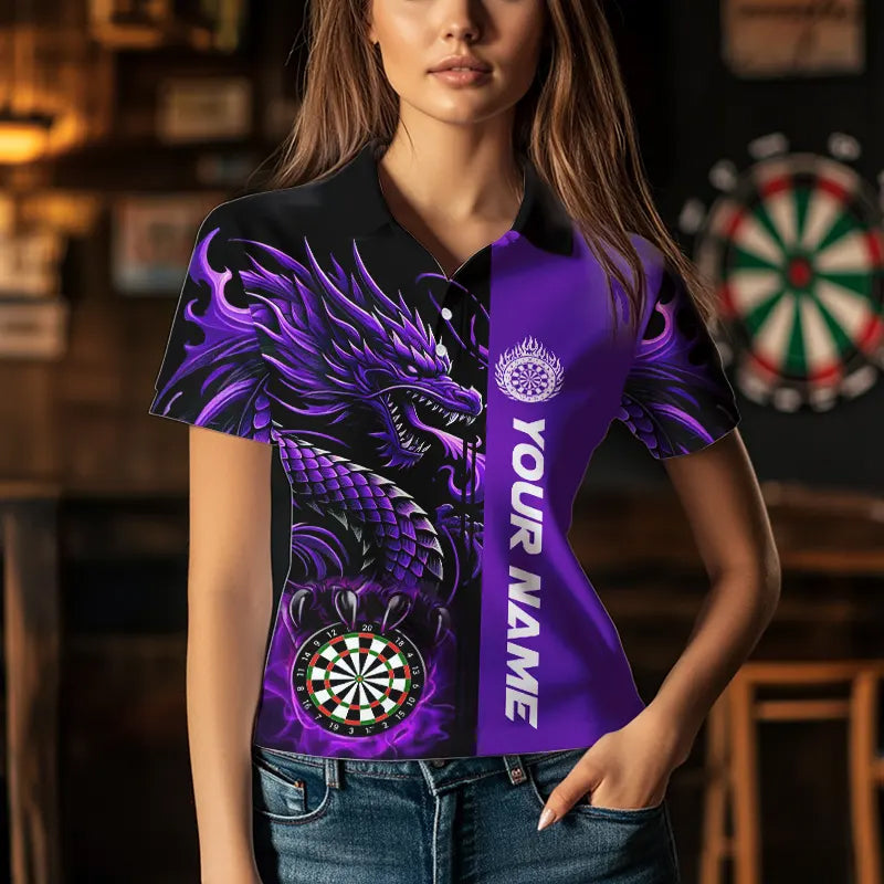 Custom Dragon Dart, Personalized 3D Dart League Uniform Best Dart |Purple