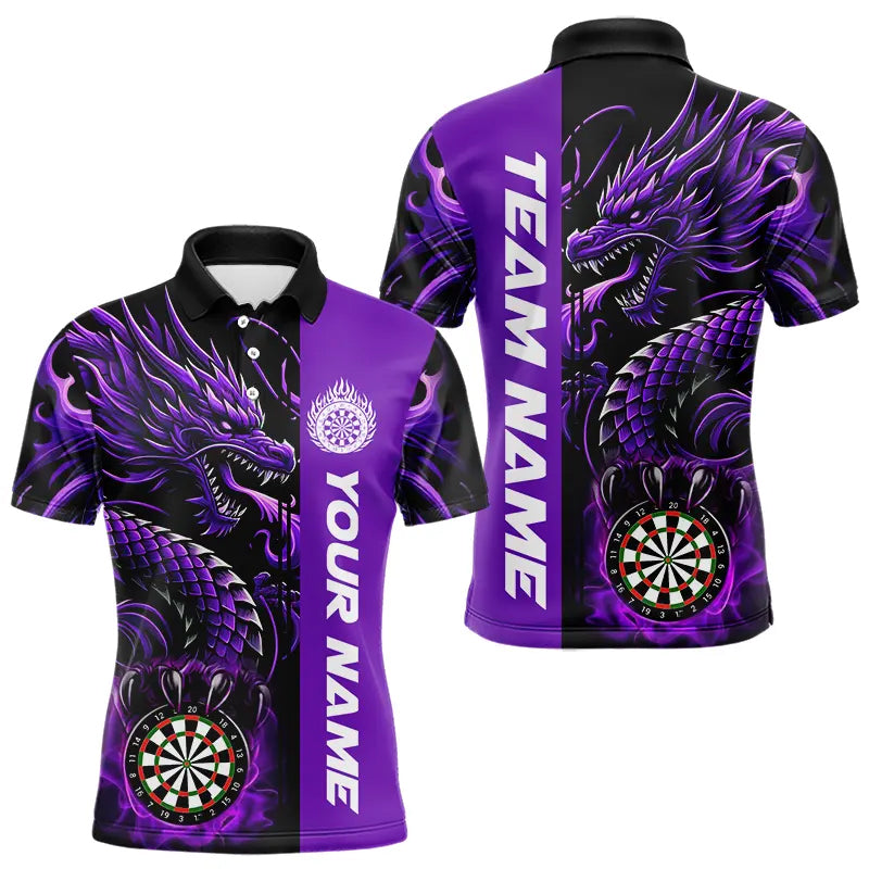Custom Dragon Dart, Personalized 3D Dart League Uniform Best Dart |Purple