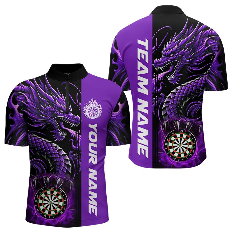 Custom Dragon Dart, Personalized 3D Dart League Uniform Best Dart |Purple